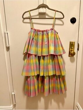 Anthropologie Beatrice Tiered Rainbow Pastel Sundress with Spaghetti Straps